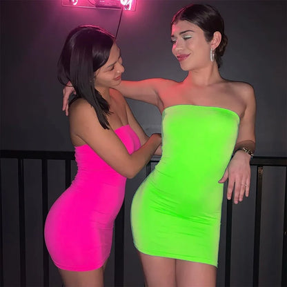 Women Clubwear Dress Sexy Slash Neck Strapless Elastic Stretch Solid Mini Party Vestidos Night Club Bodycon Dress YB9071