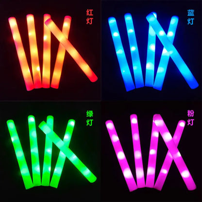 3pcs Glow Sticks Bulk Light-Up LED Colorful Foam Stick Cheer Batons Rally Rave Kids Birthday Party Concert Luminous Toy Supplies