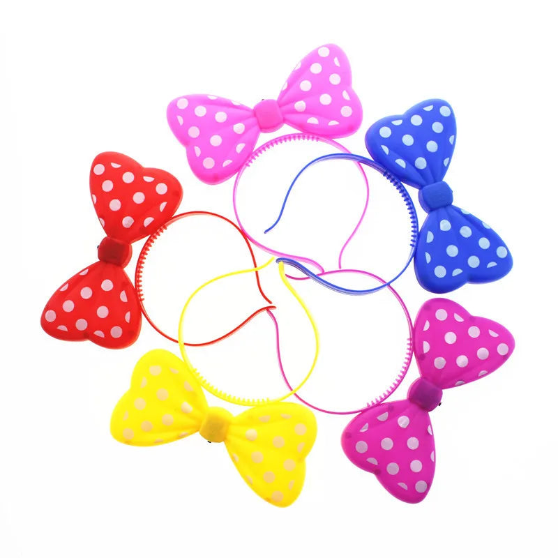 5/10pcs LED Light-up Bow Headband Multicolor Luminous Mouse Bow Dot Hair Band Princess Crown Headdress Hair Wedding Party Decor