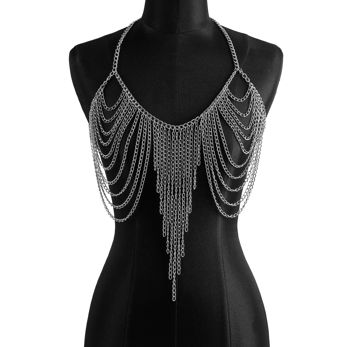 Multi Layers Chest Bra Chain Body Jewelry Necklace For Women Metal Body Chain Harness Party Music Festival Accessories