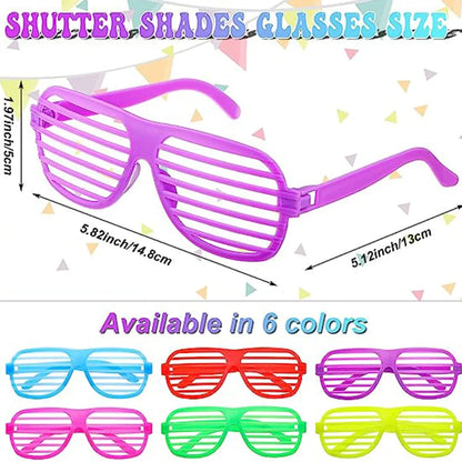 6pcs Shutter Sunglasses Shutter Shades Glasses Neon Sunglasses Color Shutter Eyewears Birthday Party for 80s 90s Retro Party