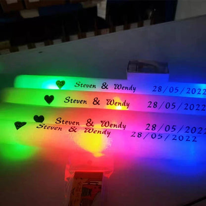 30/60pcs LED Glow Foam Stick Flashing Glow Batons Customized Personalized Glow Cheer Tube Glow In The Dark Wedding Xmas Party