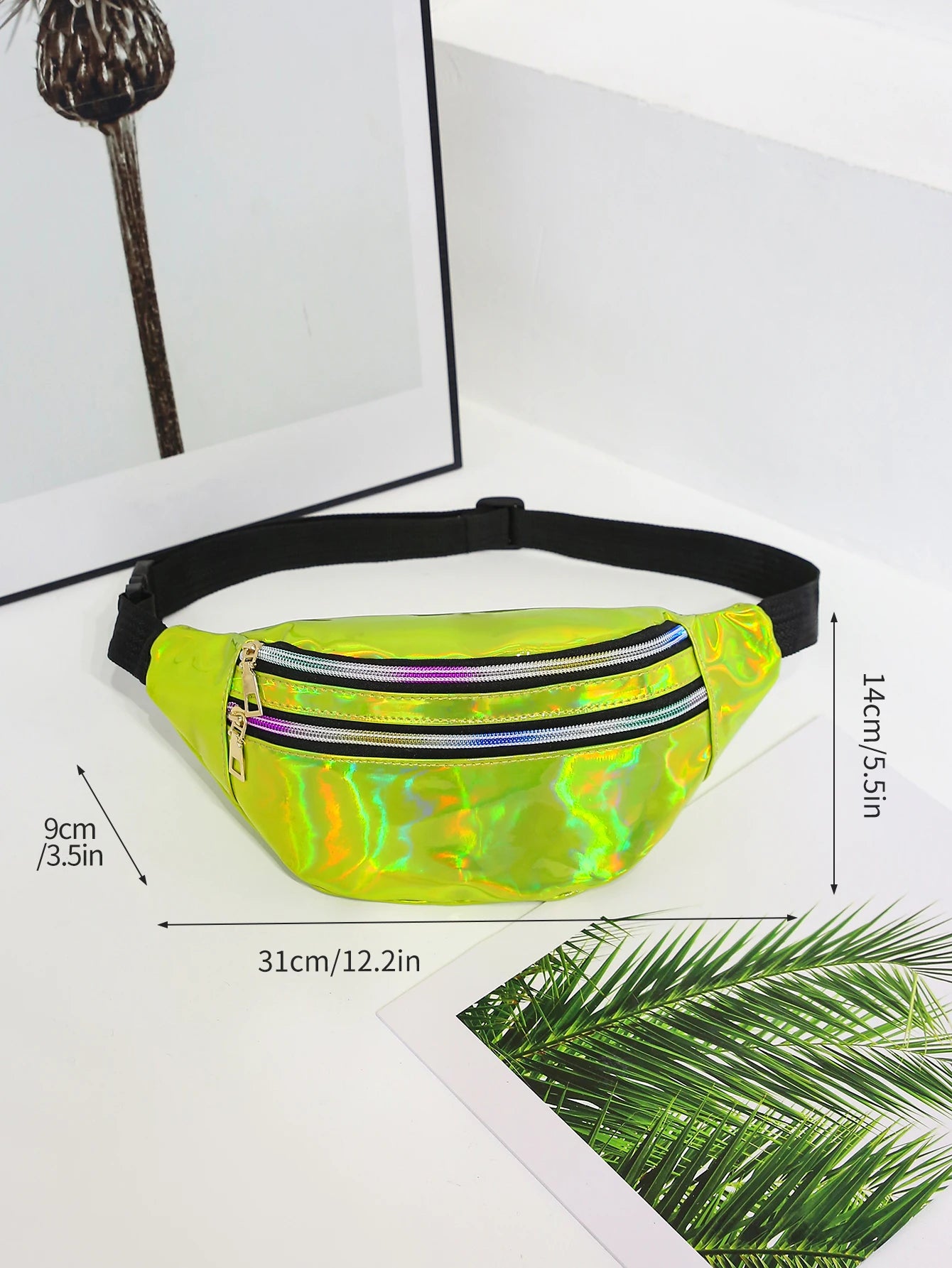 Holographic Fanny Pack,Hologram PU Waist Pack Waterproof Shiny Waist Bag,Laser Waist Bum Bag Adjustable Belt,Sport Waistbag