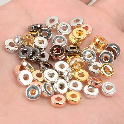 300/500 Uds CCB cuentas chapadas en oro KC plata anillo redondo espaciador cuentas para fabricación de joyería DIY pulsera collar Accesorios