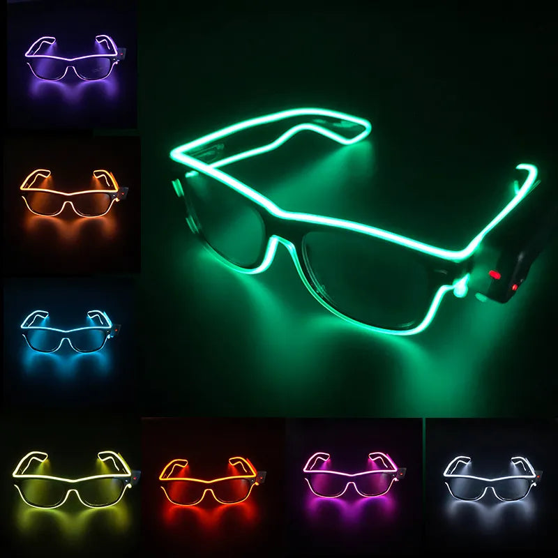 Nuevas gafas con luz LED brillantes, inalámbricas, geniales, para fiesta Rave, gafas de sol luminosas de neón con mosaico, gafas para discoteca y club