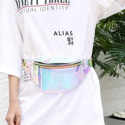 Waist Bag Personality Dazzling Laser Fanny Pack Waterproof Fashion Holographic Chest Bag Cross-Body Pocket Closure Coin Purse