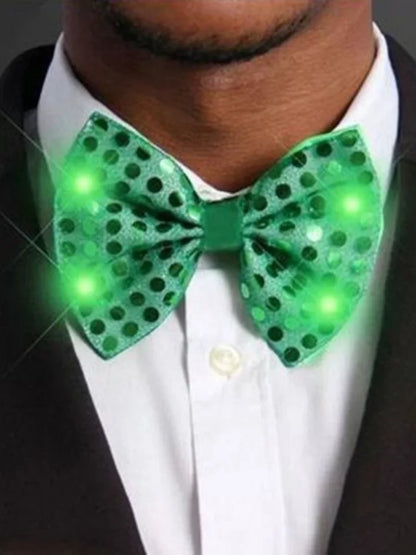 1X Flashing Light Up Bow Tie Necktie LED Mens Party Lights Sequins Bowtie Wedding Random Color Festival Accessories