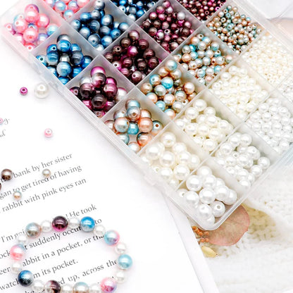 1890pcs Acrylic Beads Kit for Jewelry Making DIY Bracelet Accessories Colorful Round Beads Kid Gift Box