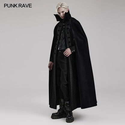 PUNK RAVE hombres Noble gótico 3D cuello de murciélago abrigo largo hebilla exquisita encaje lujoso Fiesta Club atractivo abrigo de invierno capa