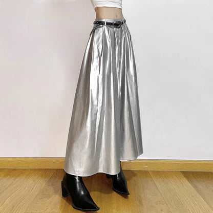 Gothic High Waist Punk Pleated Skirt Harajuku Cyber Sliver Streetwear Women Mall Emo Alternative Rave Outfit Female