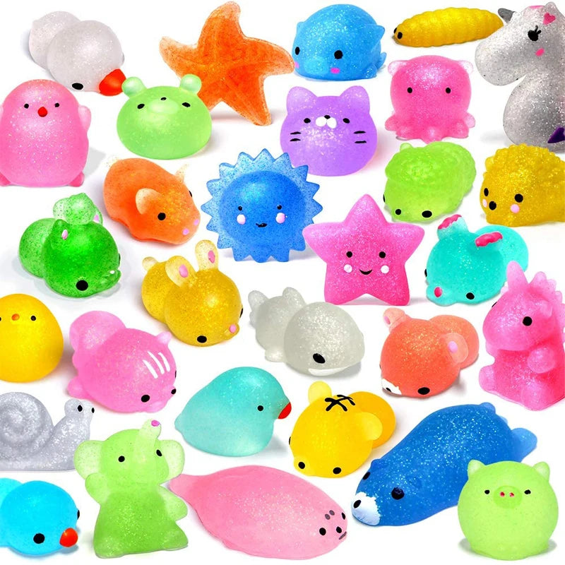 6 uds Mochi Squishy Glitter Animal juguete antiestrés apretar Regalos divertidos obsequios de fiesta para niños cumpleaños Juguetes Novedosos