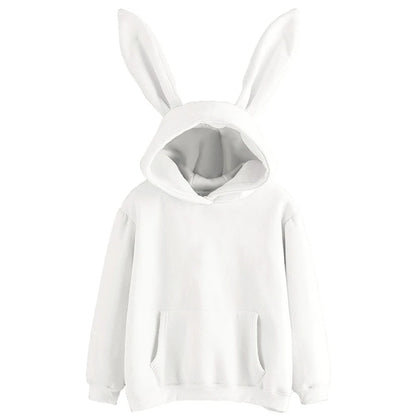 Autumn Winter Women Hoodies Kawaii Rabbit Ears Fashion Hoody Casual colors Solid Color Warm Sweatshirt Hoodies For Women