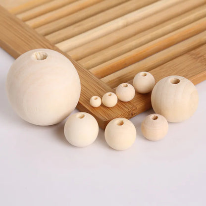 10/50/100Pcs 6-25mm Natural Wood Round Loose Spacer Bead DIY Lead-Free Ball Charms Necklace Jewelry Making Handmade Accessories