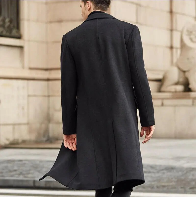 Korean Trend Men's Loose Casual Single-breasted Overcoat Autumn Winter Fashion New Long Sleeve Woolen Long Coat 2023