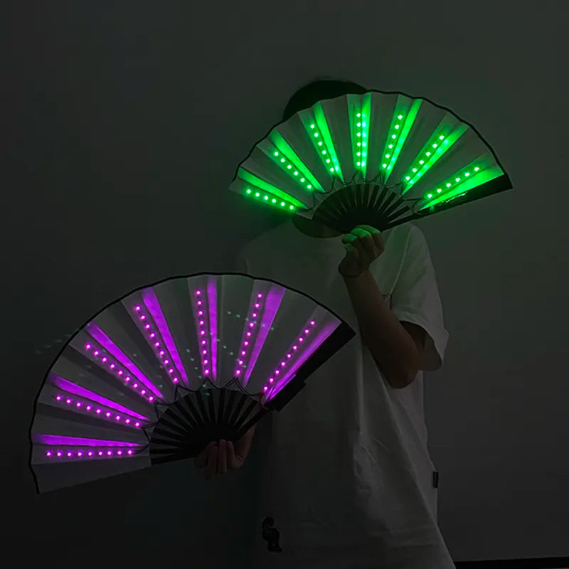 Luminous Folding LED Fan Dancing Light Fan Flashing For Night Music Show Rave Festival Accessories Glowing In The Dark Party