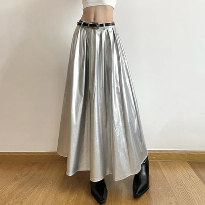 Gothic High Waist Punk Pleated Skirt Harajuku Cyber Sliver Streetwear Women Mall Emo Alternative Rave Outfit Female