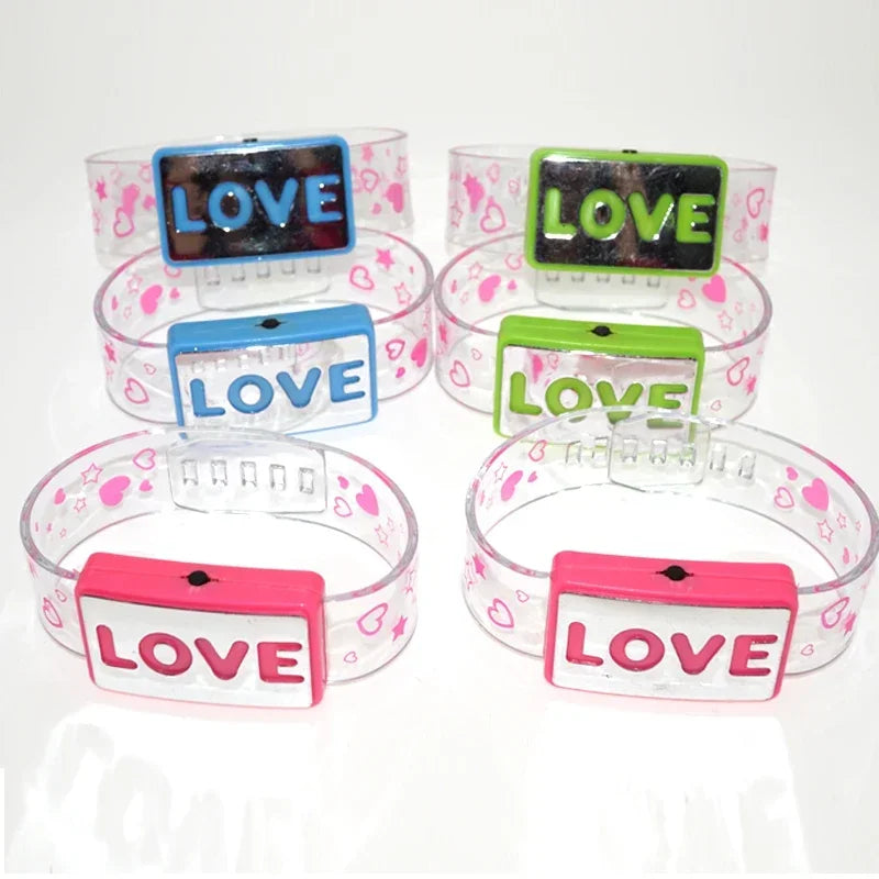 6Pc Led Bracelet Glow Light Up Bracelets LOVE Flashing Wristband Glowing Bangle Glow in The Dark Rave Christmas Party Toys