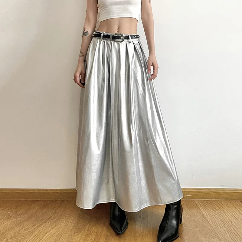 Gothic High Waist Punk Pleated Skirt Harajuku Cyber Sliver Streetwear Women Mall Emo Alternative Rave Outfit Female