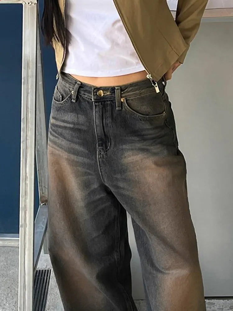 Weekeep y2k Grunge Baggy Maman Jeans Années 2000 Rétro Taille Basse Jambe Large Denim Pantalons Décontractés Femmes Surdimensionné Pantalon Cargo Streetwear Basique