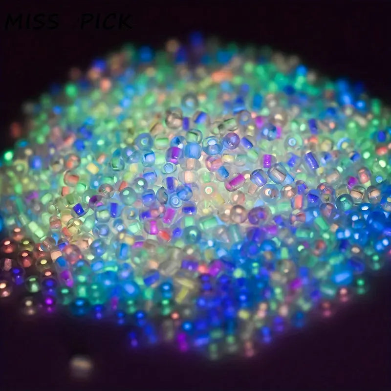 Juego de cuentas de semilla de cristal luminosas de 3mm, 5250 Uds., cuentas espaciadoras sueltas que brillan en la oscuridad para DIY, collar, pulsera, manualidades, fabricación de joyas