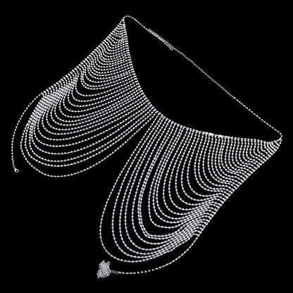 Stonefans Twinkling Rhinestone Chest Chain Rave Outfits Body Jewelry Multilayer Tassel Crystal Body Harness Chain Bra Bikinis