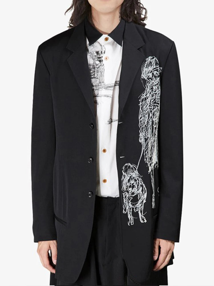 Yohji Yamamoto hommes costume mâle unisexe décontracté nouveau en costumes et blazer pour hommes veste plomb un chien surdimensionné blazers pour femme