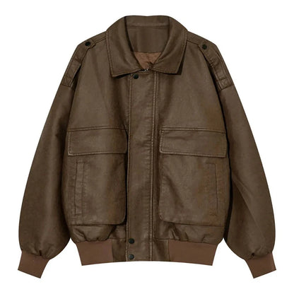 Veste de moto en cuir marron pour hommes, rétro américain, élégante, uniforme de pilote britannique, veste d'uniforme de Baseball, costume d'équitation de moto