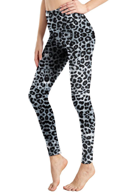 Leggings de leopardo estampados de cintura alta pantalones elásticos de leopardo salvajes pantalones suaves para mujeres medias de entrenamiento conjuntos de Fitness