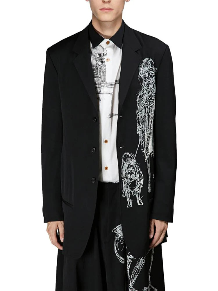 Yohji Yamamoto traje de hombre Unisex casual nuevo en trajes y blazer para hombre chaqueta Lead a dog blazers de gran tamaño para mujer