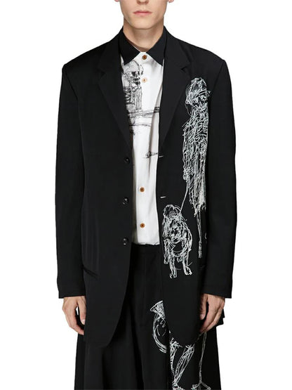 Yohji Yamamoto hommes costume mâle unisexe décontracté nouveau en costumes et blazer pour hommes veste plomb un chien surdimensionné blazers pour femme