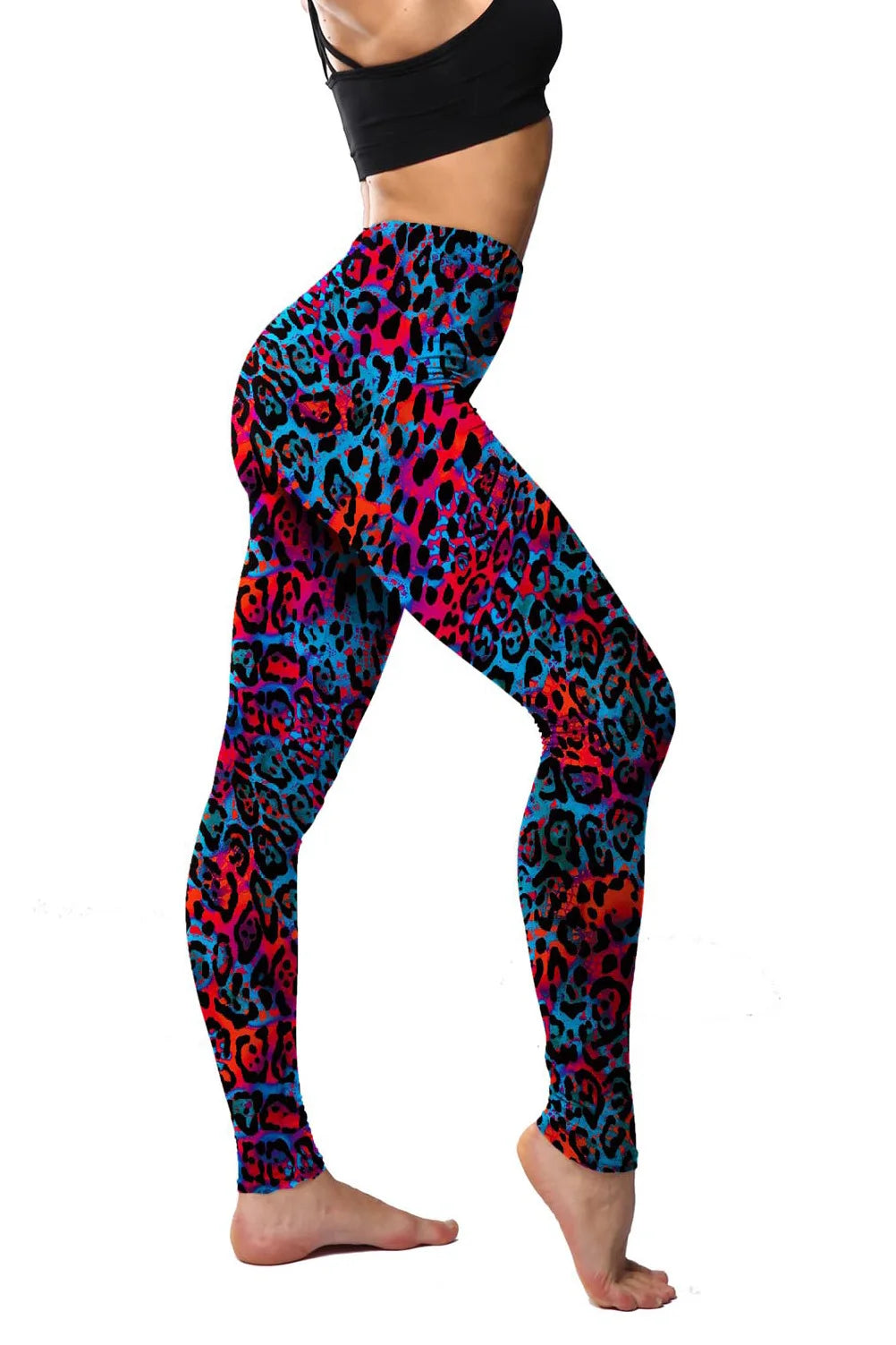 Leggings de leopardo estampados de cintura alta pantalones elásticos de leopardo salvajes pantalones suaves para mujeres medias de entrenamiento conjuntos de Fitness