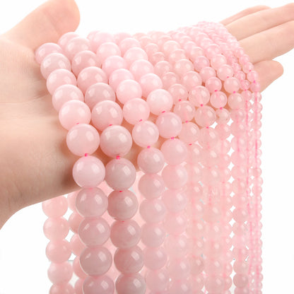 Natural Stone Beads Rose Quartz Madagascar Round Pink crystal Beads for Jewelry Making DIY Bracelet Necklace 4 6 8 10 12mm