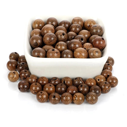 6/8.5/10/12mm Natural Stripe Wooden Beads Jewelry Making Spacer Ball Diy Round Environmental Wood Bracelet Necklace