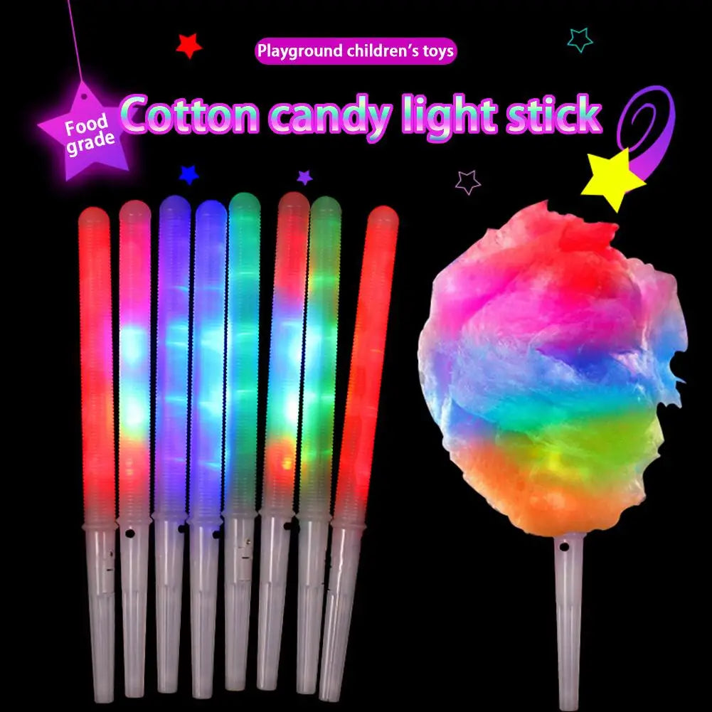 10/30/60pcs Glow Sticks Cotton Candy Cones Reusable LED Cotton Candy Sticks Colorful Light Up Cotton Candy Marshmallows Cones