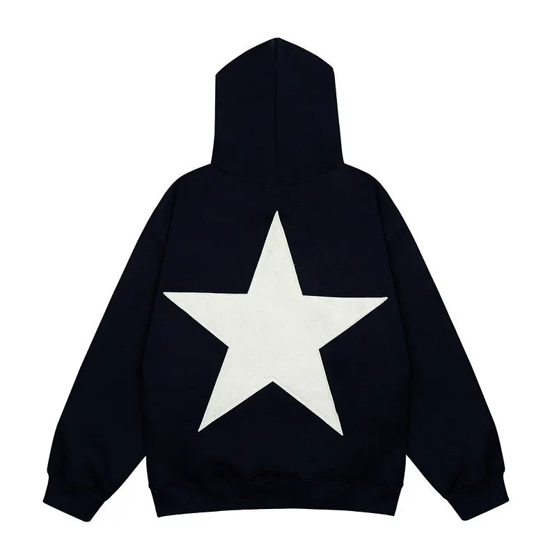 Y2K Hooded Sweatshirt Harajuku Star Graphic Print Hip Hop Pullover Sweatershirt Oversized Punk Casual Gothic Streetwear Hoodies