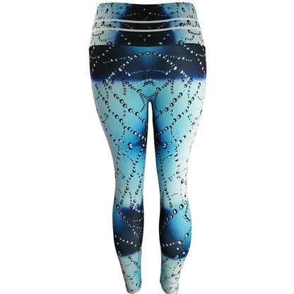 Women Fitness Sporting Yoga Pants High Waist Printed Leggings Push Up Elastic Pencil Pants Workout Water Droplets Leggings