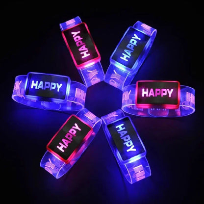 6Pc Bracelet Led lueur allumer Bracelets amour clignotant Bracelet brillant bracelet lueur dans le noir Rave jouets de fête de noël