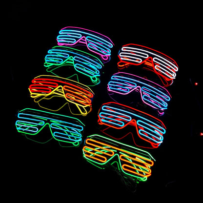 LED Neon Rave Glasses Flashing LED Sunglasses 16Color Light Up Glasses Carnival Party Glow In The Dark Glasses Festival Supplies