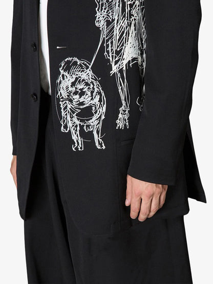 Yohji Yamamoto traje de hombre Unisex casual nuevo en trajes y blazer para hombre chaqueta Lead a dog blazers de gran tamaño para mujer