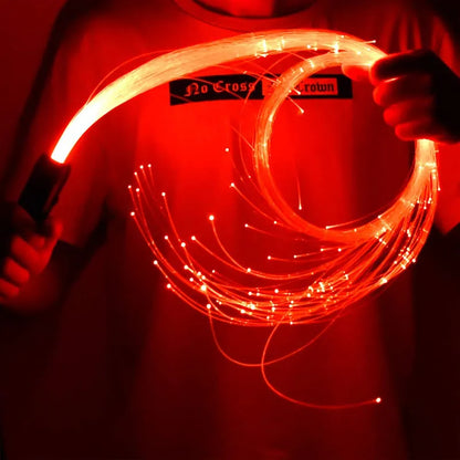 Látigo de fibra óptica, luz de fibra óptica recargable, cuerda de mano giratoria de 360 ​​°, juguete de flujo, regalo de cumpleaños para espectáculo de baile, Festival de Música