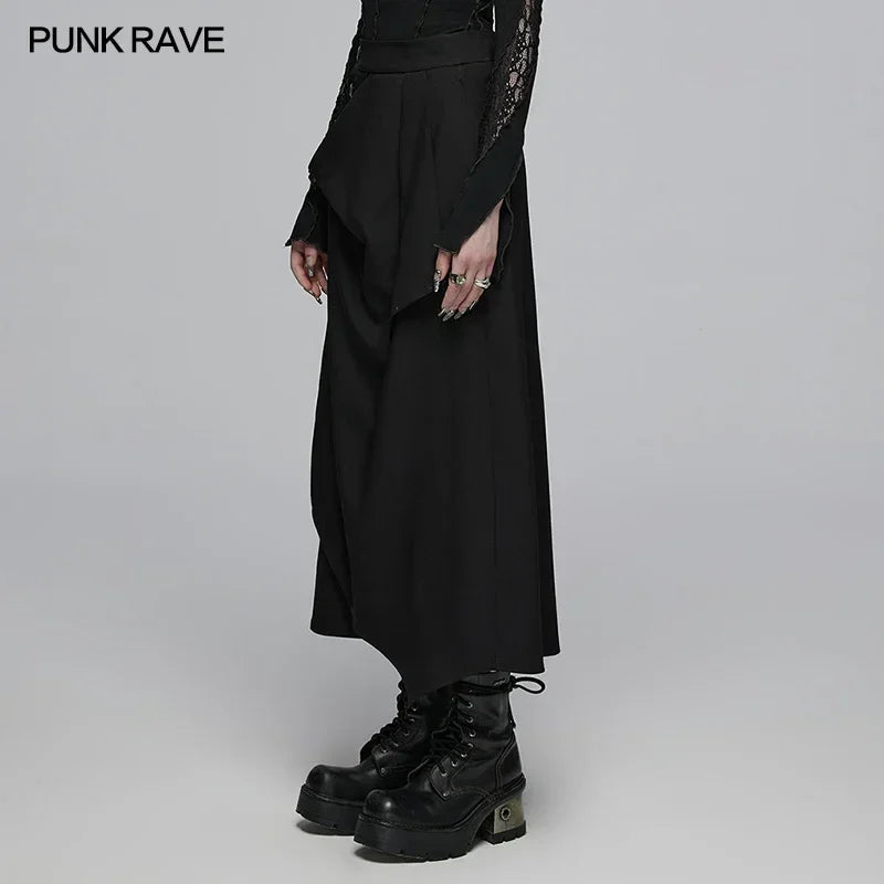 PUNK RAVE Women's Daily Irregular Deconstructed Skirt Punk Medium High Waisted Loose Casual Black  Women Clothing