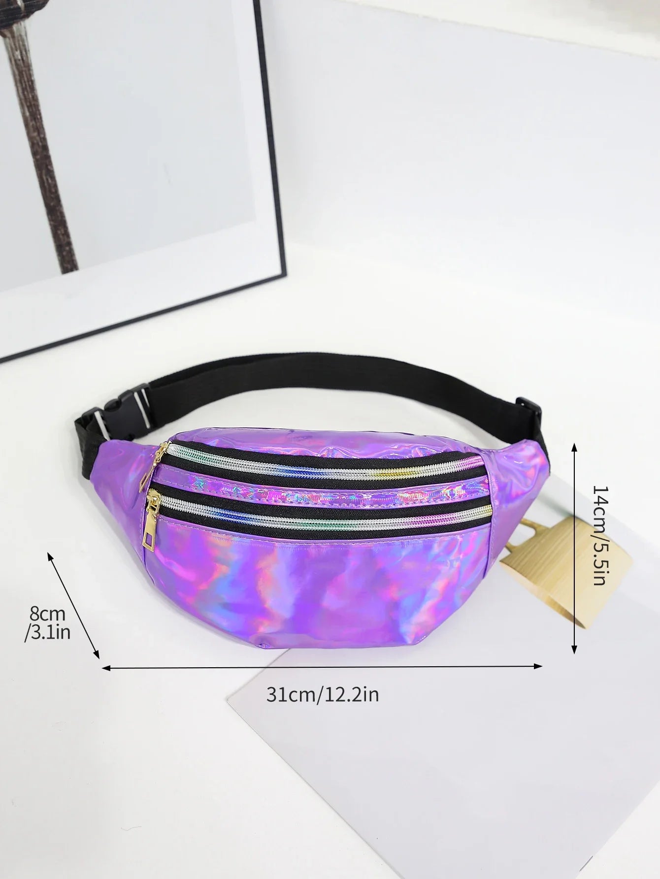 Laser Fanny Pack Sac de Ceinture pour Femmes Cross Body Femmes Sacs à Bandoulière Sac de Taille Mode Sac de Taille Sac Banane Randonnée Course à Pied Voyage