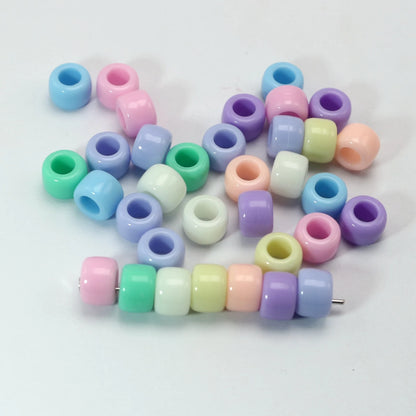 200 Mixed Pastel Spring Color Acrylic Barrel Pony Beads 8X6mm for Kids Craft Kandi Bracelet