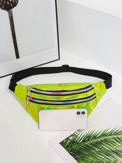 Holographic Fanny Pack,Hologram PU Waist Pack Waterproof Shiny Waist Bag,Laser Waist Bum Bag Adjustable Belt,Sport Waistbag