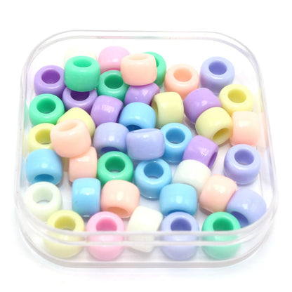 200 Mixed Pastel Spring Color Acrylic Barrel Pony Beads 8X6mm for Kids Craft Kandi Bracelet