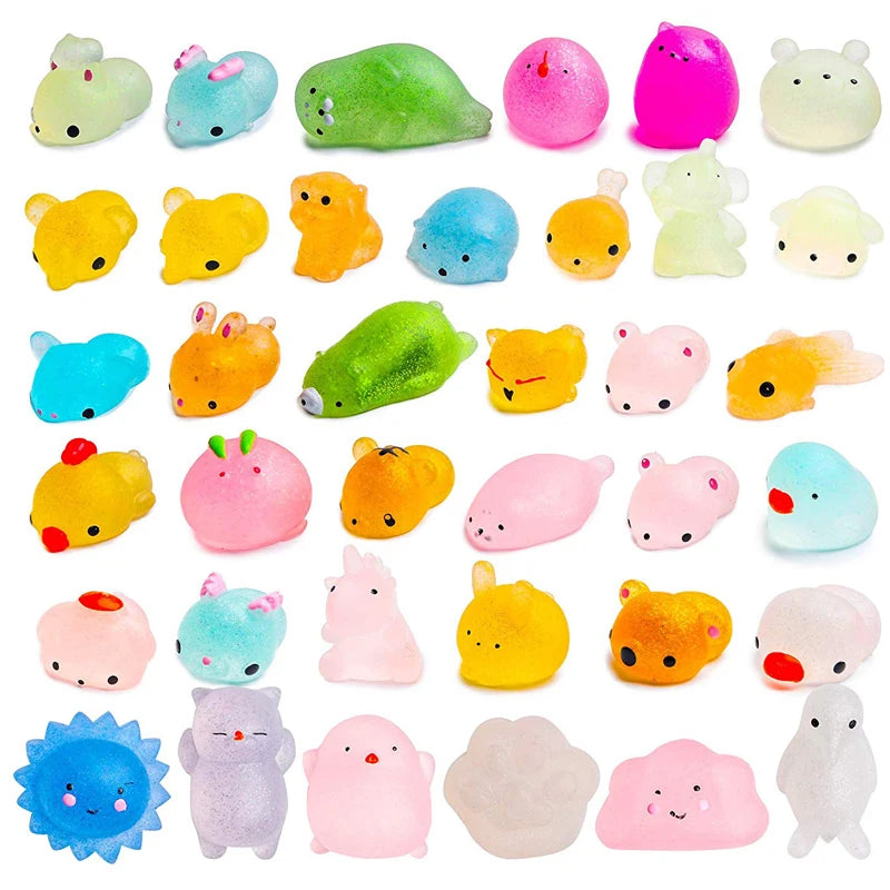 6 uds Mochi Squishy Glitter Animal juguete antiestrés apretar Regalos divertidos obsequios de fiesta para niños cumpleaños Juguetes Novedosos