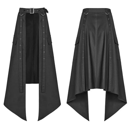 PUNK RAVE Women's Punk Daily Post Apocalyptic Black Half Skirt Stage Perform Personality Harajuku Women Skirts Street Wear