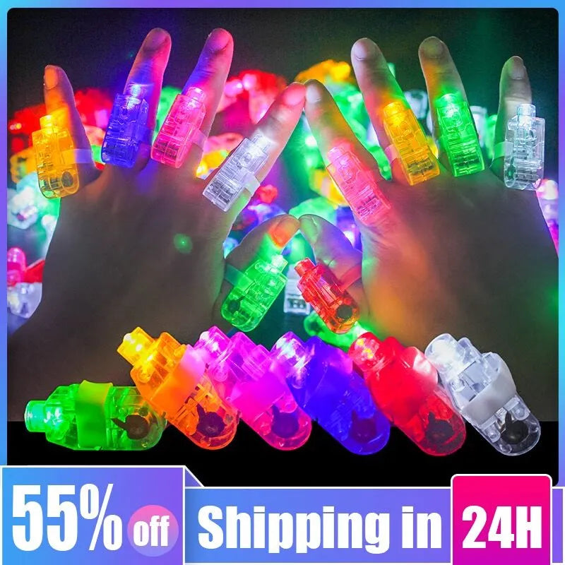 30/50/100/120 Uds luces LED para dedos recuerdos de fiesta anillos brillantes para dedo lámpara láser Rave para niños cumpleaños boda fiesta decoración de Navidad