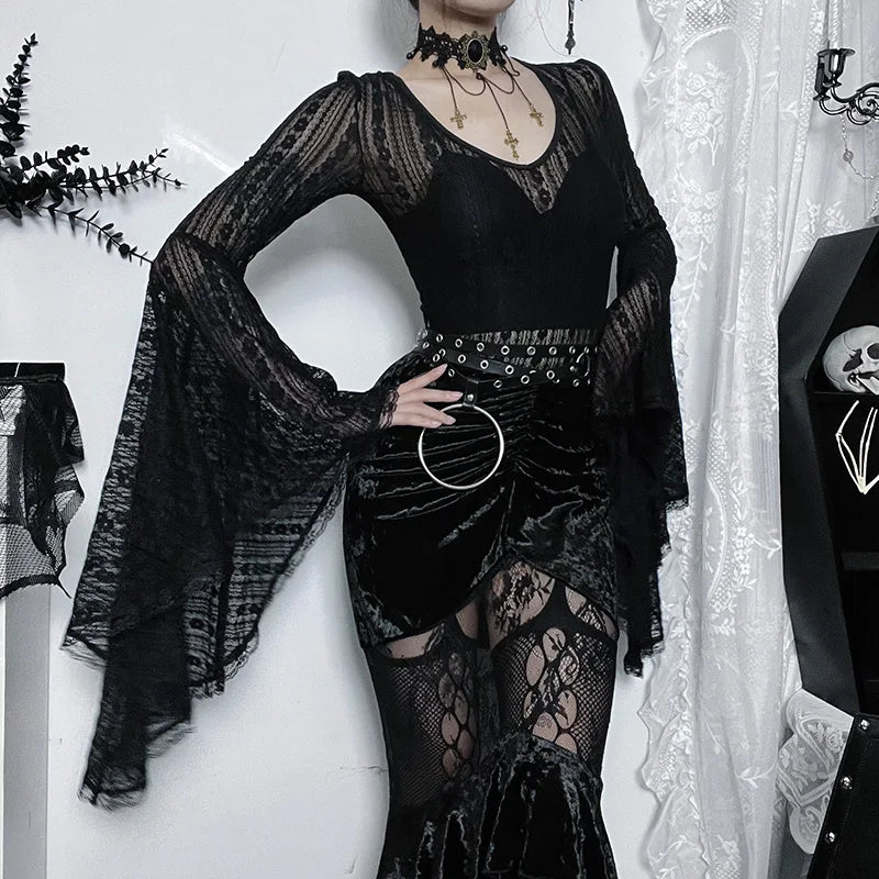 Women's Gothic Dark Lace Jumpsuit