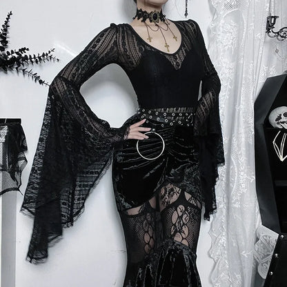 Women's Gothic Dark Lace Jumpsuit